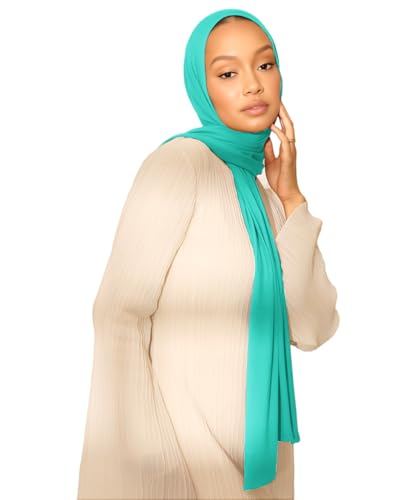 Hijab Scarf for Women Soft Muslim Hijabs Head Wrap Scarves Fashion Long Hair Shawls Stretchy Muslin Headscarf - color: Light Green Hijab Scarf for Women