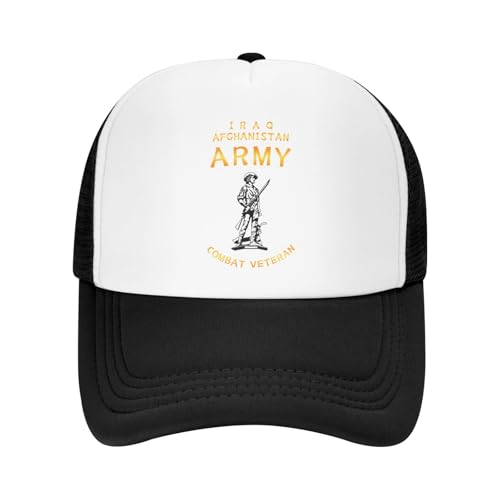 National Guard Iraq Afghanistan Combat Vet Adjustable Breathable Mesh Trucker Baseball Cap Unisex3 Black