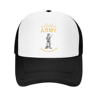 National Guard Iraq Afghanistan Combat Vet Adjustable Breathable Mesh Trucker Baseball Cap Unisex3 Black