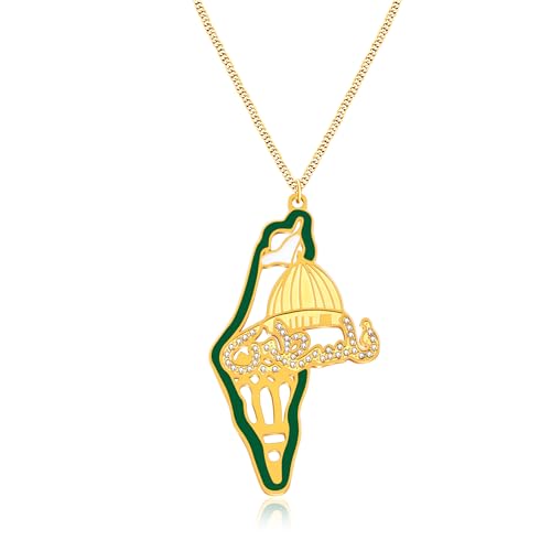 Palestinian Necklace, Personalized Islamic Faith Pendant, ALLAH Symbol Necklaces, Durable Stainless Steel, Religious Jewelry for Women Y5145