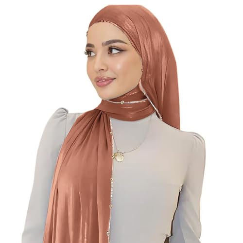 Shimmer Party Hijab, Lightweight Stylish Hijab Scarf for Women - color: Brown
