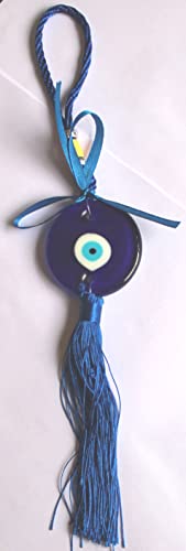 IS4A Talisman - Single Glass Evil Eye Protection - Good Luck Charm, Home, Office, Car Decoration, Blessing Ornament, Reflects Negative Energy (11 Inch) - size: 11 Inch