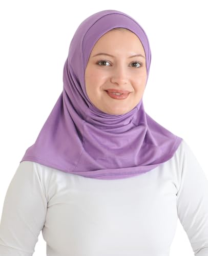 Prien Sport Instant Hijab For Women, Muslim Cotton Turban, Soft Head Scarf, Ready To Wear Hijabs Prayer Clothes, Islamic Wear - color: Lilac