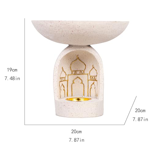 Mosque-Themed Decorative Resin Candlestick, White, Dome-Shaped, Gold-Trimmed - color: Islamic Candlestick Statue