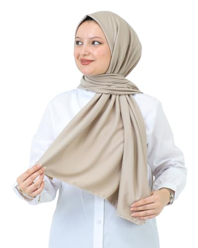 Prien Hijab For Women Muslim Lightweight Scarf Head Scarves For Girls Islamic Long Headscarf Chiffon Shawl Prayer Set Ramadan - color: Light Mink