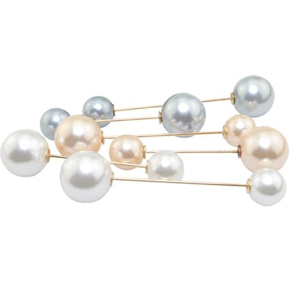 ZCZQC 6PCS Women's Fake Pearl Brooch Sweater Shawl Clip Full Clothes Simple Pin Anti-skidding Waist Pearl Buttons For Scarf Collar Cardigan
