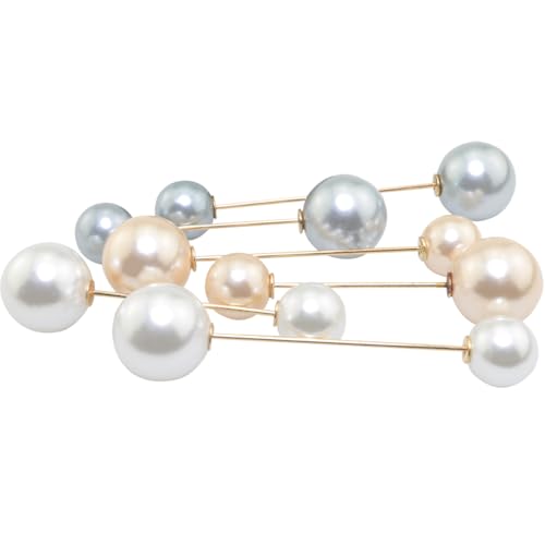 ZCZQC 6PCS Women's Fake Pearl Brooch Sweater Shawl Clip Full Clothes Simple Pin Anti-skidding Waist Pearl Buttons For Scarf Collar Cardigan