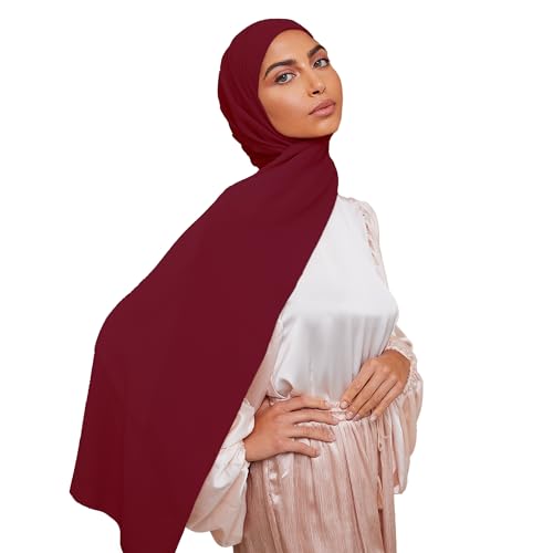 Premium Chiffon Hijab Scarf for Women Lightweight Non Slip Fashion Scarves - color: Burgundy, size: 1 Pack