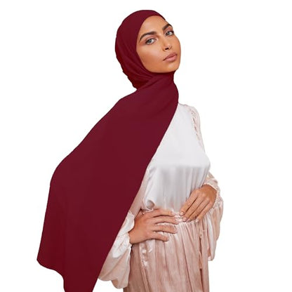 Premium Chiffon Hijab Scarf for Women Lightweight Non Slip Fashion Scarves - color: Burgundy, size: 1 Pack