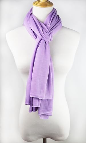 vabovin Head Wraps for Black Women Stretch Jersey Knit Turban Headwrap Solid Color Headscarf Headband Shawl - color: 16- Light Purple