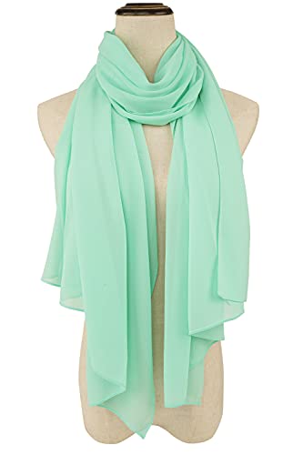 YOUR SMILE for Women Lightweight Breathable Solid Color Soft Chiffon Long Fashion Scarves Sun-proof Shawls Wrap - color: Pale Green