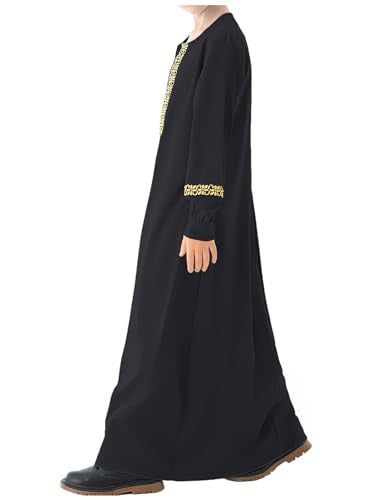 WSPLYSPJY Printed Abaya Girls Muslim Dresses Kids Prayer Robe - color: Black, size: 3-4T