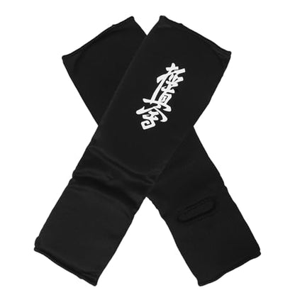 SUPVOX Martial Arts Shin Guards with Thick Eva Padding, Kickboxing and Karate Sparring Protective Leg Pads, Black L Size Pair for MMA Training and Muay Thai Shin Protection