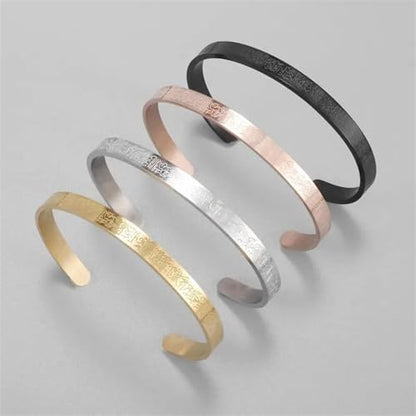 Ayatul Kursi Exquisite Stainless Steel Bracelet Islamic Muslim Quran Verse Calligraphy Ramadhan Festival Cuff Bracelet Men Arabic Calligraphy Messenger Jewelry Gift - color: rose gold