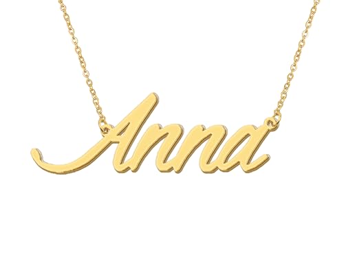 Aoloshow Personalized Name Necklace Custom Any Name Necklaces Jewelry for Womens New Mom Bridesmaid Gift - style: Gold - Anna