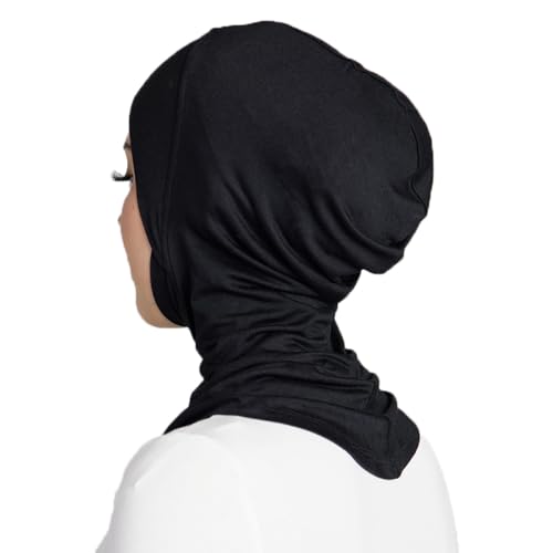 Women Slouchy Beanies Cap Soft Hijab Cap Under Scarf for Women Muslim Jersey Hijab Undercaps(1PC/2PC) - color: Black+beige