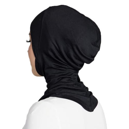 Women Slouchy Beanies Cap Soft Hijab Cap Under Scarf for Women Muslim Jersey Hijab Undercaps(1PC/2PC) - color: Black+beige