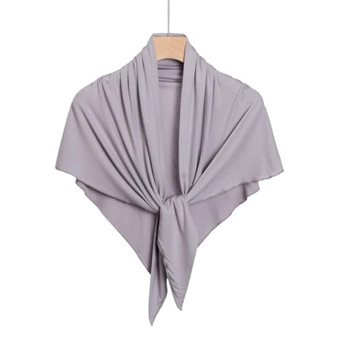 Soft Modal Lightweight Triangle Scarf Shawls Hijab for Muslim Ramadan Women Turban Headwrap Scarves - color: Grey
