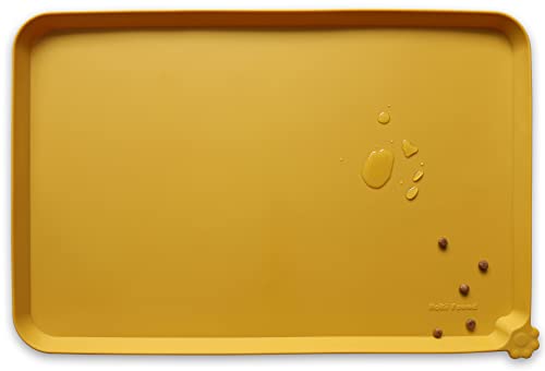 Hoki Found L Silicone Non Slip Pet Feeding Mats - Waterproof Dog Cat Food and Water Mats for Carpet - Honey - color: Honey, size: 22" x 14"
