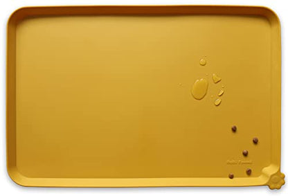Hoki Found L Silicone Non Slip Pet Feeding Mats - Waterproof Dog Cat Food and Water Mats for Carpet - Honey - color: Honey, size: 22" x 14"