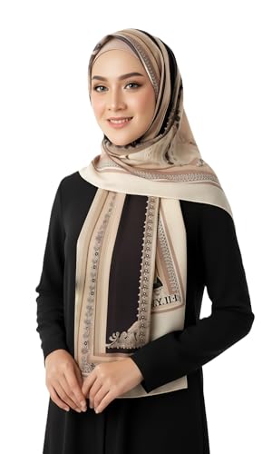 Hijab Modest and Elegant | Beautifully Designed Printed Chiffon Patterns | Muslim Women Head Scarf and Veil - color: Beige P