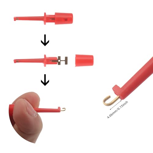 DIANN 30pcs Test Hooks Clips Single Hook Clip Colorful Spring Hook Clip Test Grabber Probe for Electronic Testing Multimeter Wire Lead