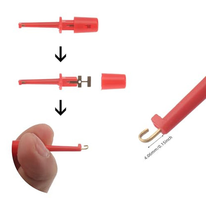 DIANN 30pcs Test Hooks Clips Single Hook Clip Colorful Spring Hook Clip Test Grabber Probe for Electronic Testing Multimeter Wire Lead