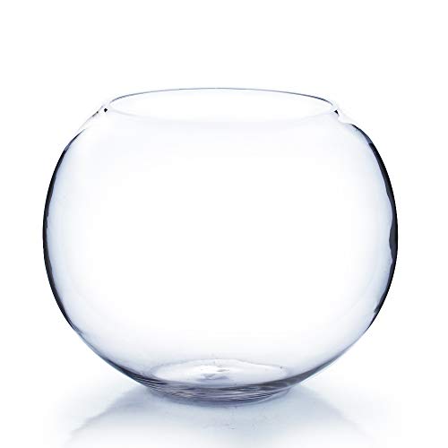 WGV Large Bowl Glass Vase Bulk, Diameter 9", Height 8", Clear Elegant Round Bubble Vase Jar, Floral Container, Planter Terrarium for Wedding Party Event Home Office Decor, 4 Pieces