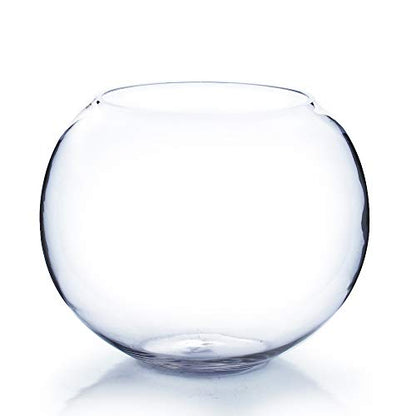 WGV Large Bowl Glass Vase Bulk, Diameter 9", Height 8", Clear Elegant Round Bubble Vase Jar, Floral Container, Planter Terrarium for Wedding Party Event Home Office Decor, 4 Pieces