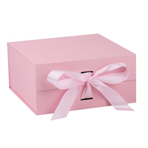 OEMVALATY Pink Gift Box,8x8x4 Inches Gift Boxes with Lids for Presents with Magnetic Closure and Ribbon for Wedding,Storage,Birthday - color: 08x8x4 Inch-Pink-Pack of 1