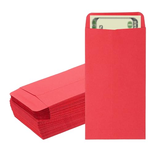 PATIKIL Money Envelope, 100 Pack 6.5" x 3.5" Cash Envelopes Money Holder Bags Budgeting Saving Challenge Letter for Gift Coins Checks Tickets Jewelry Passport Card, Red - color: Red, size: 6.5" x 3.5"