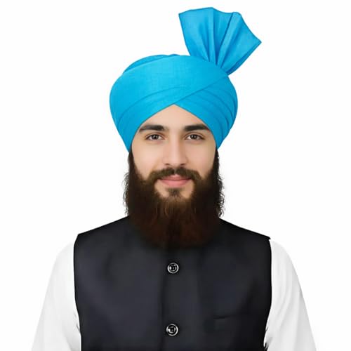 Turban For Men (156 Inches) Long Cloth – Muslim, Sikh, Punjabi Headwrap | For Prayer, Festivals & Special Occasions - color: Sky Blue