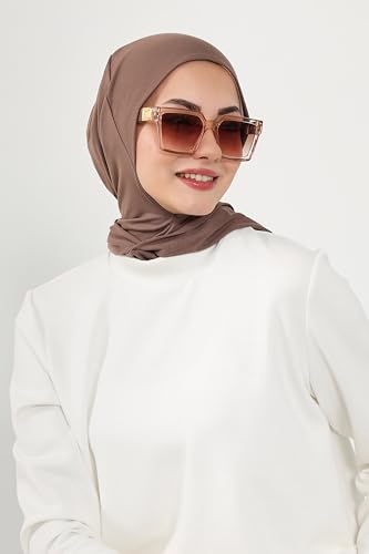 Aisha's Design Full Coverage%95 Cotton Bonnet for Women, Ready-to-Wear Hijab Bonnet Headscarf with Neck Coverage - color: Chocolate