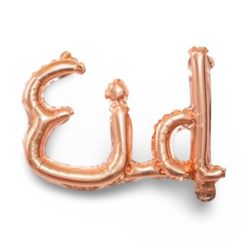 Mylar Balloon – Eid Mubarak Decorations, Connected Inflatable Eid Decor for Home & Parties, Eid Hanging Decorations, Eid Mubarak Banner for Wall & Table - Rose Gold - color: Rose Gold