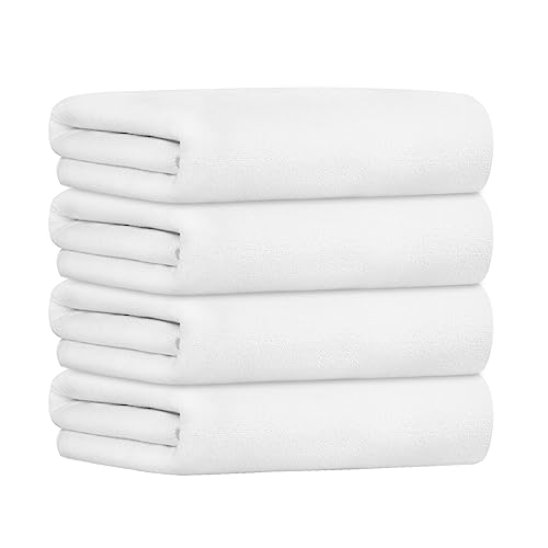 JML Large Microfiber Bath Towel, 4 Pack, 30" x 60" | Hanging Loop, Soft, Extra Absorbent, Quick Dry as Spa, Sauna, Salon Hair Wrap - color: Microfiber White, size: 4 Pack (30 in x 60 in)