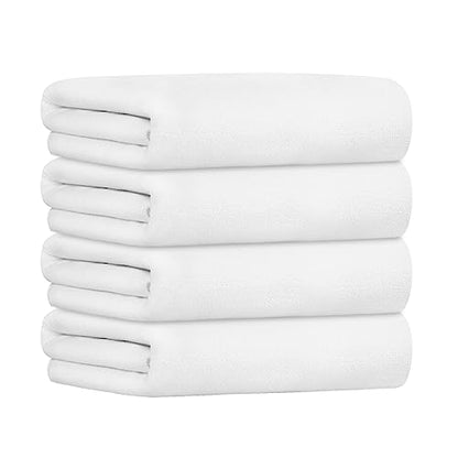 JML Large Microfiber Bath Towel, 4 Pack, 30" x 60" | Hanging Loop, Soft, Extra Absorbent, Quick Dry as Spa, Sauna, Salon Hair Wrap - color: Microfiber White, size: 4 Pack (30 in x 60 in)