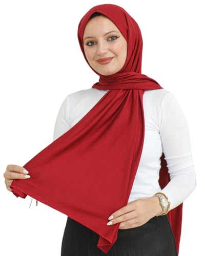 Prien Hijab for Women Viscose Scarf Lightweight Muslim Hijabs Long Shawl Islamic Scarves Turkey Silk Headscarf for Womens - color: Burgundy