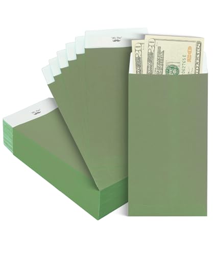 Mr. Pen- Money Envelopes for Cash, 6.5" x 3.5", 100 Pack, Kraft Paper | Self-Adhesive Bulk Cash Envelopes for Budgeting, Money and Coin Saving, Check, Budget, Small Item Organizing - color: Misty Sage, size: 100 Pack