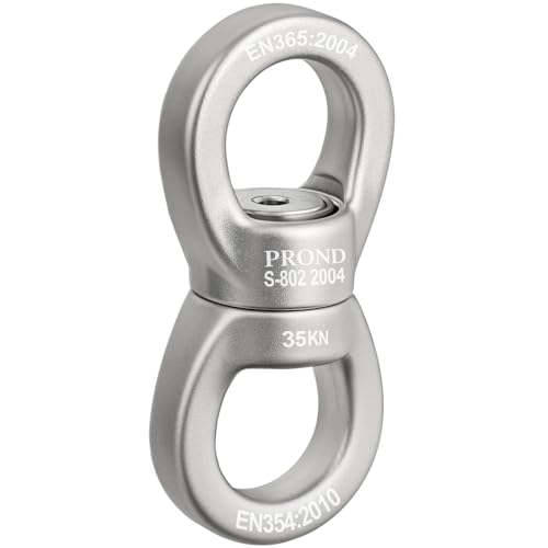 PROND Swing Swivel 35kN Safest Rotational Device, Swing Spinner, Carabiner Swivel, Climbing Rope Swivels for Children’s Web Tree Swing Setting, Aerial Dance, Hanging Hammock - color: Silver