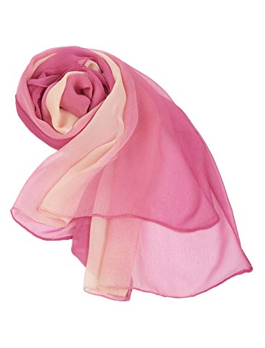 uxcell Women'sChiffon Sheer Long Scarf Silky Gradient Party - color: Pale Pink Fuchsia