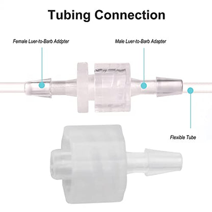 MEETOOT 10pcs Male Luer Lock 3/32" Polycarbonate Hose Barb Adapter for Laboratory Biochemical/Analytical Instruments, Food Machinery and Aquarium Equipment - size: 3/32Inch