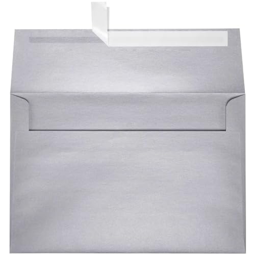 LUXPaper A10 Invitation Envelopes | Peel & Press | 6" x 9 1/2" | Silver Metallic | 80lb. Text | 50 Qty. - color: 80lb. Silver Metallic