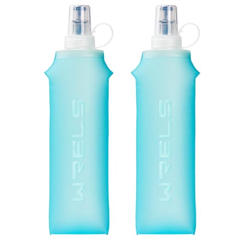 WRELS TPU Collapsible Soft Flask,Lightweight PBA Free Folding Running Water Bottles,Leakproof Durable Hydration Flask for Outdoors (500ml/16.9oz-2 Packs-Light Blue) - color: 500ml/16.9oz-2 Packs-Light Blue