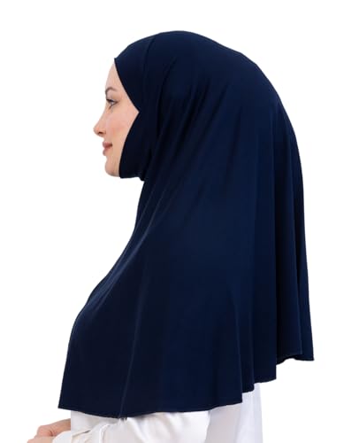Prien Easy To Wear Hijab For Women, Muslim Instant Turban With Niqab, Islamic Clothes, Soft Scarf For Prayer, Abaya, Khimar - color: Navy Blue
