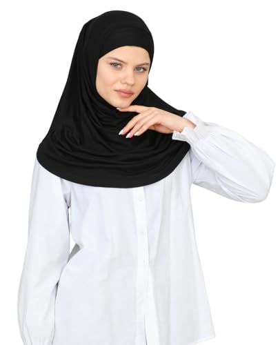 Prien Chic Ready To Wear Hijab For Women, Muslim Long Turban Undercap Set, Instant Scarf, Prayer Clothes For Girls, Abaya - color: Black