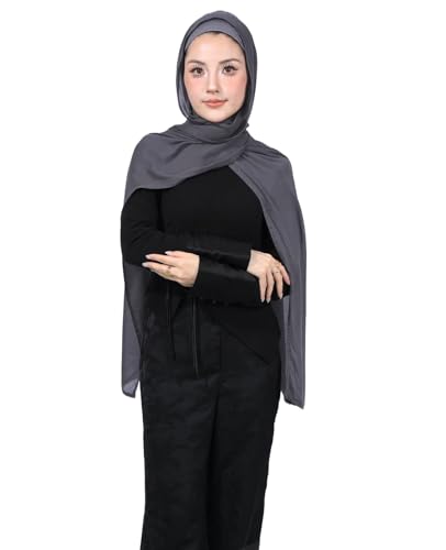 Modal Cotton Hijab Scarf for Women with Undercap Set - color: Charcoal Gray