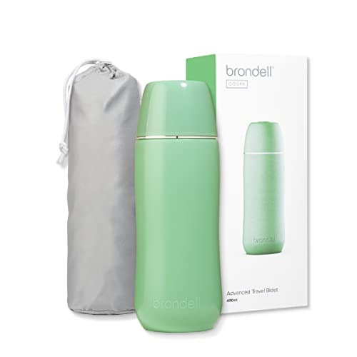 Brondell GoSpa Advanced Peri Bottle, Portable Bidet for Travel–Pop-Up Nozzle System for Postpartum & Perineal Care, Compact Bidet with Discreet Travel Bag for Convenient Storage–400mL, Green - color: Green, style: 400ml
