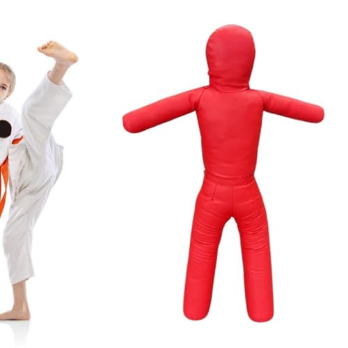 Grappling Dummy Professional Unfilled Jiu Grappling Dummy Multiuse Martial Arts Training Dummy PU Leather Wrestling Boxing Human Shape Suitable - color: Red