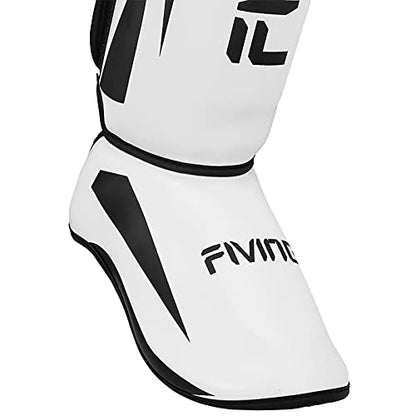 MMA Martial Arts Shin Guards – Padded, Adjustable Muay Thai Leg Guards with Instep Protection for Kickboxing/MMA Training and Sparring – Durable, Professional MMA Equipment - color: White, size: Large