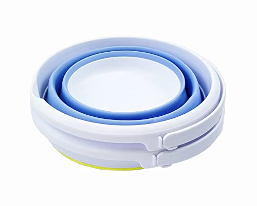 SAMMART 5.5L (1.4 Gallon) Collapsible Plastic Bucket - Foldable Round Tub - Portable Fishing Water Pail - Space Saving Outdoor Waterpot (Lemon + Baby Blue (Set of 2)) - color: Lemon + Baby Blue (Set of 2)
